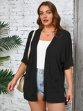 Women Plus Size Lightweight Cardigan Summer Short Sleeve Open Front Cardigan with Pockets