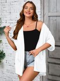 Women Plus Size Lightweight Cardigan Summer Short Sleeve Open Front Cardigan with Pockets