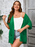 Women Plus Size Lightweight Cardigan Summer Short Sleeve Open Front Cardigan with Pockets