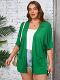 Women Plus Size Lightweight Cardigan Summer Short Sleeve Open Front Cardigan with Pockets