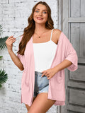 Women Plus Size Lightweight Cardigan Summer Short Sleeve Open Front Cardigan with Pockets