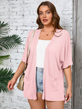 Women Plus Size Lightweight Cardigan Summer Short Sleeve Open Front Cardigan with Pockets