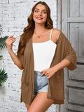 Women Plus Size Lightweight Cardigan Summer Short Sleeve Open Front Cardigan with Pockets