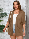 Women Plus Size Lightweight Cardigan Summer Short Sleeve Open Front Cardigan with Pockets