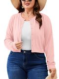 SHOWMALL Women's Plus Size Button Front Cropped Cardigan