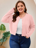 SHOWMALL Women's Plus Size Button Front Cropped Cardigan