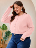 SHOWMALL Women's Plus Size Button Front Cropped Cardigan