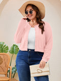 SHOWMALL Women's Plus Size Button Front Cropped Cardigan