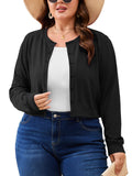 SHOWMALL Women's Plus Size Button Front Cropped Cardigan