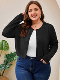 SHOWMALL Women's Plus Size Button Front Cropped Cardigan