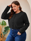 SHOWMALL Women's Plus Size Button Front Cropped Cardigan