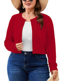 SHOWMALL Women's Plus Size Button Front Cropped Cardigan