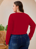 SHOWMALL Women's Plus Size Button Front Cropped Cardigan