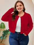 SHOWMALL Women's Plus Size Button Front Cropped Cardigan