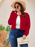 SHOWMALL Women's Plus Size Button Front Cropped Cardigan