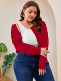 SHOWMALL Women's Plus Size Button Front Cropped Cardigan