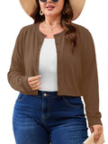 SHOWMALL Women's Plus Size Button Front Cropped Cardigan