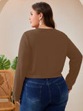 SHOWMALL Women's Plus Size Button Front Cropped Cardigan
