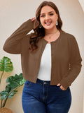SHOWMALL Women's Plus Size Button Front Cropped Cardigan