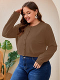 SHOWMALL Women's Plus Size Button Front Cropped Cardigan