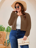 SHOWMALL Women's Plus Size Button Front Cropped Cardigan