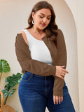 SHOWMALL Women's Plus Size Button Front Cropped Cardigan