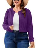 SHOWMALL Women's Plus Size Button Front Cropped Cardigan