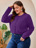 SHOWMALL Women's Plus Size Button Front Cropped Cardigan