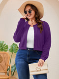 SHOWMALL Women's Plus Size Button Front Cropped Cardigan