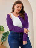 SHOWMALL Women's Plus Size Button Front Cropped Cardigan