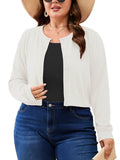 SHOWMALL Women's Plus Size Button Front Cropped Cardigan