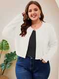 SHOWMALL Women's Plus Size Button Front Cropped Cardigan