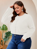 SHOWMALL Women's Plus Size Button Front Cropped Cardigan