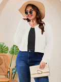 SHOWMALL Women's Plus Size Button Front Cropped Cardigan