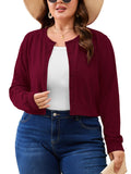 SHOWMALL Women's Plus Size Button Front Cropped Cardigan