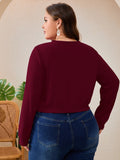 SHOWMALL Women's Plus Size Button Front Cropped Cardigan