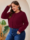SHOWMALL Women's Plus Size Button Front Cropped Cardigan