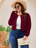 SHOWMALL Women's Plus Size Button Front Cropped Cardigan