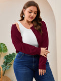 SHOWMALL Women's Plus Size Button Front Cropped Cardigan