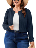 SHOWMALL Women's Plus Size Button Front Cropped Cardigan