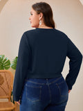 SHOWMALL Women's Plus Size Button Front Cropped Cardigan