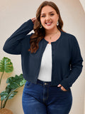 SHOWMALL Women's Plus Size Button Front Cropped Cardigan
