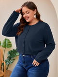 SHOWMALL Women's Plus Size Button Front Cropped Cardigan