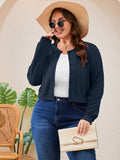 SHOWMALL Women's Plus Size Button Front Cropped Cardigan