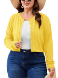 SHOWMALL Women's Plus Size Button Front Cropped Cardigan