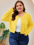SHOWMALL Women's Plus Size Button Front Cropped Cardigan
