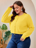 SHOWMALL Women's Plus Size Button Front Cropped Cardigan