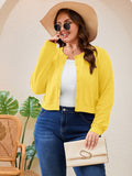 SHOWMALL Women's Plus Size Button Front Cropped Cardigan