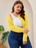SHOWMALL Women's Plus Size Button Front Cropped Cardigan