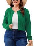SHOWMALL Women's Plus Size Button Front Cropped Cardigan